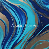 Verjaardag Party-Abstract Flow Art- Blauw en Goud- Kaart