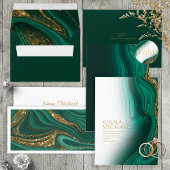Abstracte Glitter Strata Wedding Menu Green ID903