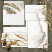 Abstracte Glitter Strata Wedding Menu Ivory ID903