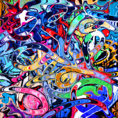 Kleurrijke graffiti met kroon servet