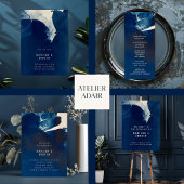 Abstracte unieke marineblauwe inkt schilderij brui menu