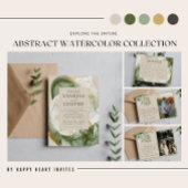 Abstracte Waterverf Floral Sage Green Wedding Save The Date