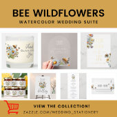 Elegante Floral Waterverf Bee Gold Folie Folie Uitnodiging