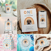 Schattige hond regenboog Waterverf 1e verjaardagsf Kaart