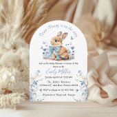 Blue Rabbit Bunny Wildflower Baby shower Kaart
