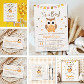 Adorable Owl Baby Shower Boy Boho Papieren Bordje
