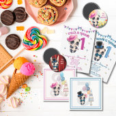 Panda in roze Pet | Tweede verjaardag van de baby Ronde Sticker