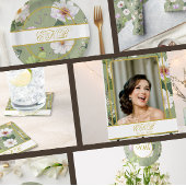 Groen Goud Bloemen Elegant Modern Monogram Inpakpapier Vel