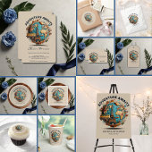 Avontuur wacht op modern Wereldbol Baby shower Bedankzakje