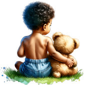 Afro-Amerikaanse Baby Boy met Teddy Baby shower Spandoek