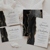 Modern Black Gold Agate Wedding Menu