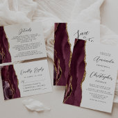 Agate Burgundy Gold Script Weduwschap Folie Uitnodiging