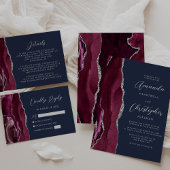 Bourgondië Silver Agate Script Navy Save the Date Aankondiging