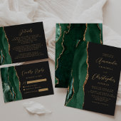 Emerald Gold Agate Script Dark Wedding Dank u Kaart