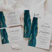 Agate Turkoois Gouden Script Trouw Welkom Poster