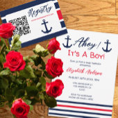Ahoy, het is een jongen! Nautisch Baby shower Sparkling Wijnetiket