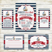 Ahoy, het is een jongen! Nautical Boat Baby shower Informatiekaartje