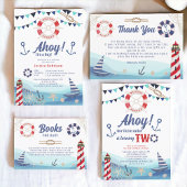 Schuif- en zeeschip blauw rood, tweede verjaardag kaart