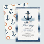 Ahoy Het is een Boy Nautical Luier Raffle Baby sho Informatiekaartje