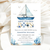 Nautical Blue Boat Ahoy Het is tweelingjongens Dan Ronde Sticker