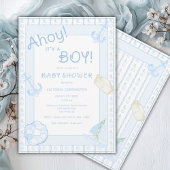 Blauw Baby Script Elegant Baby Boy Shower Satijnen Lint