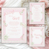 Een kleine schipper roze zeilboot Baby shower Cadeaupapier