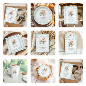 Vliegtuig Teddy Bear Pastel Gingham 1e verjaardag Bedankkaart