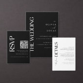 Modern & Elegant Zwart & Wit Fotobruiloft All In One Uitnodiging (Personaliseer de collectie van deze zelfstandige maker.)