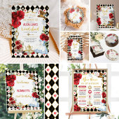 Red Floral Alice in Onederland Birthday Tea Party Servet