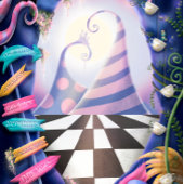 Alice in Wonderland, goudglitter, baby shower Bedankkaart