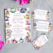 Alice in wonderland baby shower theefeest kaart