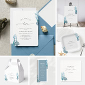 Blue Seashell Zee Ocean Nautical Coastal Wedding Kaart
