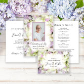 Bijna roze Hydrangea Bloemen Begrafenisservice Programmakaart