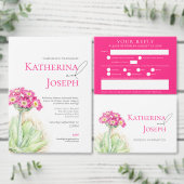 Alpine primrose waterverf roze landschap bruiloft kaart (Personaliseer de collectie van deze zelfstandige maker.)