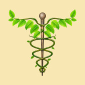 Medisch alternatief Caduceus Groen blad Beige Bureaumat