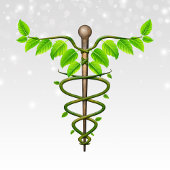 Medisch Alternatief Caduceus Groen Bladeren Wit Bureaumat