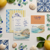 Amalfi Coast Amore Lemon Stripe Wedding Save The Date
