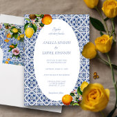 Amalfi Coast Lemon Tegels Italië gepersonaliseerd Save The Date