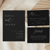 Chique moderne zwart & wit bruiloft menu