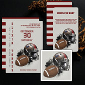 Amerikaans Football Rood & Zwart Baby shower Informatiekaartje