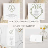 Sage Green Celtic Irish Swan Love Knot Wedding Bedankkaart