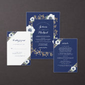 Monogram White Anemone Flower Elegant Wedding Kaart (Personaliseer de collectie van deze zelfstandige maker.)