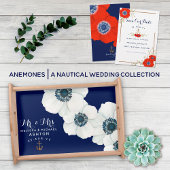 Navy Blue 💍 Elegante witte anemoon bruiloft Save The Date
