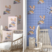 Persoonlijke blauwe ruitjes nursery kunst - Konijn Kussen