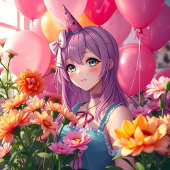 Anime Thema Verjaardag Meisje Groot Kaart