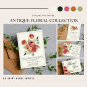 Antiek Bloemen Roze Evergreen Repetitie Diner Kaart