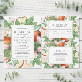 Botanical Floral Red Apple Orchard Wedding Kaart (Personaliseer de collectie van deze zelfstandige maker.)