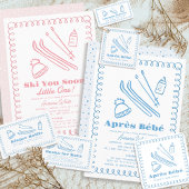 Grijze handgetekende après bébé winterski romper