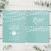 Aqua String Lights Bruiloft Monogram Servet (Personaliseer de collectie van deze zelfstandige maker.)