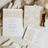 Elegante Beige Ivoren Boom Liefde Trouwen Folie Uitnodiging